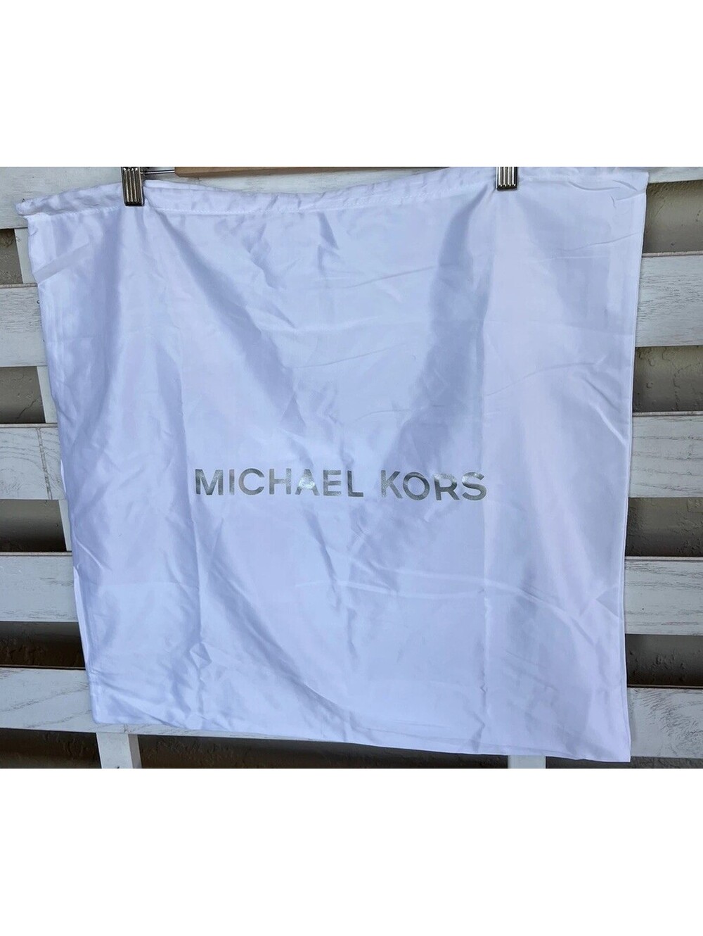 Michael Kors Large 18.5X18โ Logo White Satin Drawstring Cover Dust Bag.